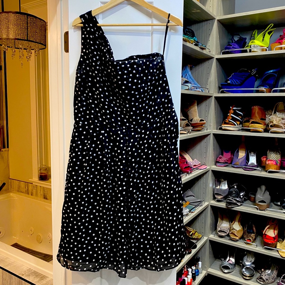 White House black market one shoulder dress